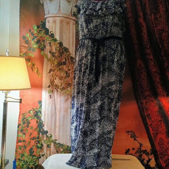 EUC: Susan Lawrence Sze. 2X Black & White Maxi Dress - Picture 1 of 4